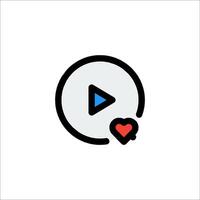 A play button with a heart and a heart vector