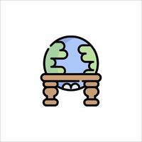 A globe on a table with a wooden stool vector