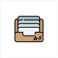 An icon of a file folder with the letter a - f vector
