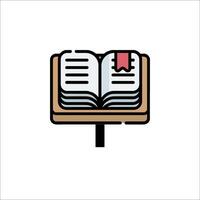 An open book with a red ribbon on it vector