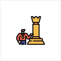 A man is standing next to a chess piece vector