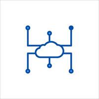 A cloud icon with a blue line connecting it to other dots vector