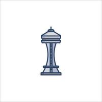 A tower with a clock on top of it vector