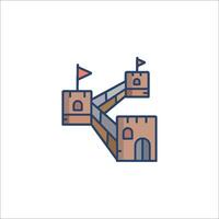 A castle with two flags on it vector