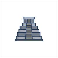 Maya pyramid icon in flat style vector