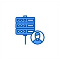 A blue line icon of a server rack vector
