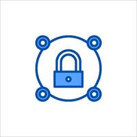 A blue icon of a lock and a circle vector