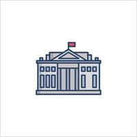 The white house icon, with a flag on top vector