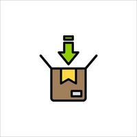 A box with an arrow pointing down inside it vector