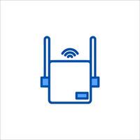 A blue icon of a router with a wifi symbol vector