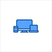 A computer, phone and tablet icon on a white background vector