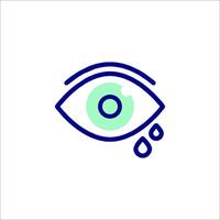 An eye icon with tears and a tear drop vector