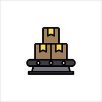A stack of boxes on a conveyor belt icon vector
