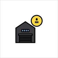 A black and yellow garage with a lock icon vector