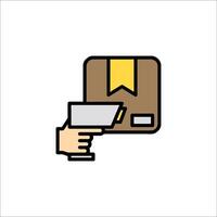 A hand holding a gun and a box with a ribbon vector