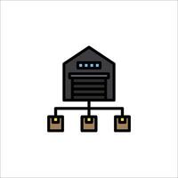 A warehouse with a door and two boxes vector