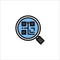 Magnifying glass icon with a qr code vector