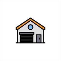 A garage icon with a door and garage door vector