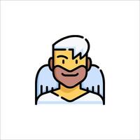 A cartoon man with a white beard and a white hat vector