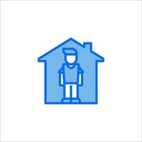 A man standing in front of a house icon vector