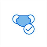 A blue mask with a check mark on it vector
