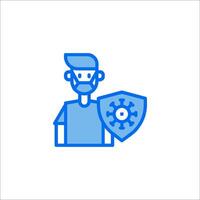 A man with a mask and shield icon vector