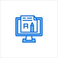 A computer monitor with a pencil and paper icon vector