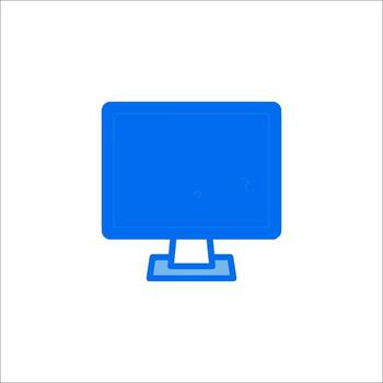 A computer monitor with a blue background vector