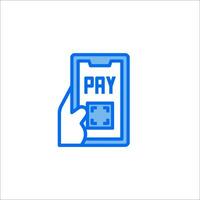 Pay icon, line design, illustration, isolated on white background vector