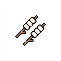 Two marshmallows on sticks icon vector