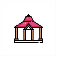 A red gazebo on a white background vector