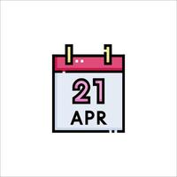 A calendar with the date 21 april on it vector