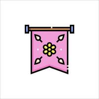 A pink banner with a flower on it vector