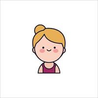 A woman with a ponytail is shown in a flat style vector