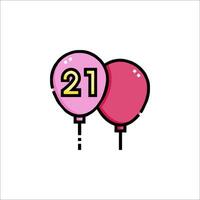 Two balloons with the number 21 on them vector