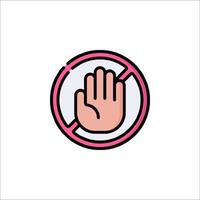 A pink hand with a stop sign on it vector
