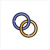 Two rings are shown in a line drawing vector
