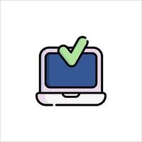Check mark icon on laptop computer illustration vector