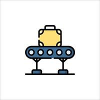 A suitcase on a conveyor belt icon vector