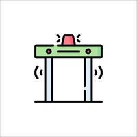 A line drawing of a table with a light on it vector