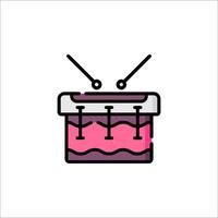 A pink and black drum with two sticks vector