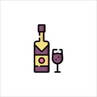 Wine bottle and glass icon vector