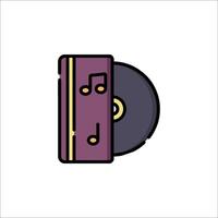 Music icon with a record and musical notes vector