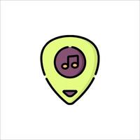 A green music pick with a music note icon vector