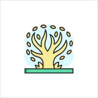Tree icon with leaves and leaves on top vector