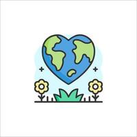 Earth day icon with flowers and a heart vector