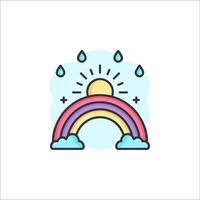 Rainbow icon with clouds and sun vector