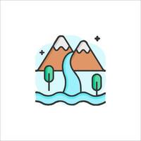 A mountain river and trees icon vector