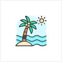 A palm tree and the sun on the beach vector