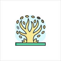 A tree with leaves on it in a square vector